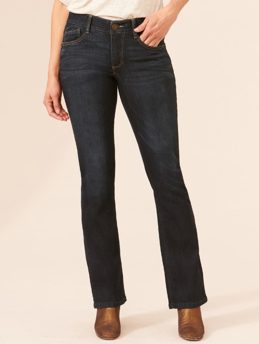 Democracy Absolution Itty Bitty Bootcut Jeans B1221BBEA Indigo Stretch Size 12 - Picture 2 of 13